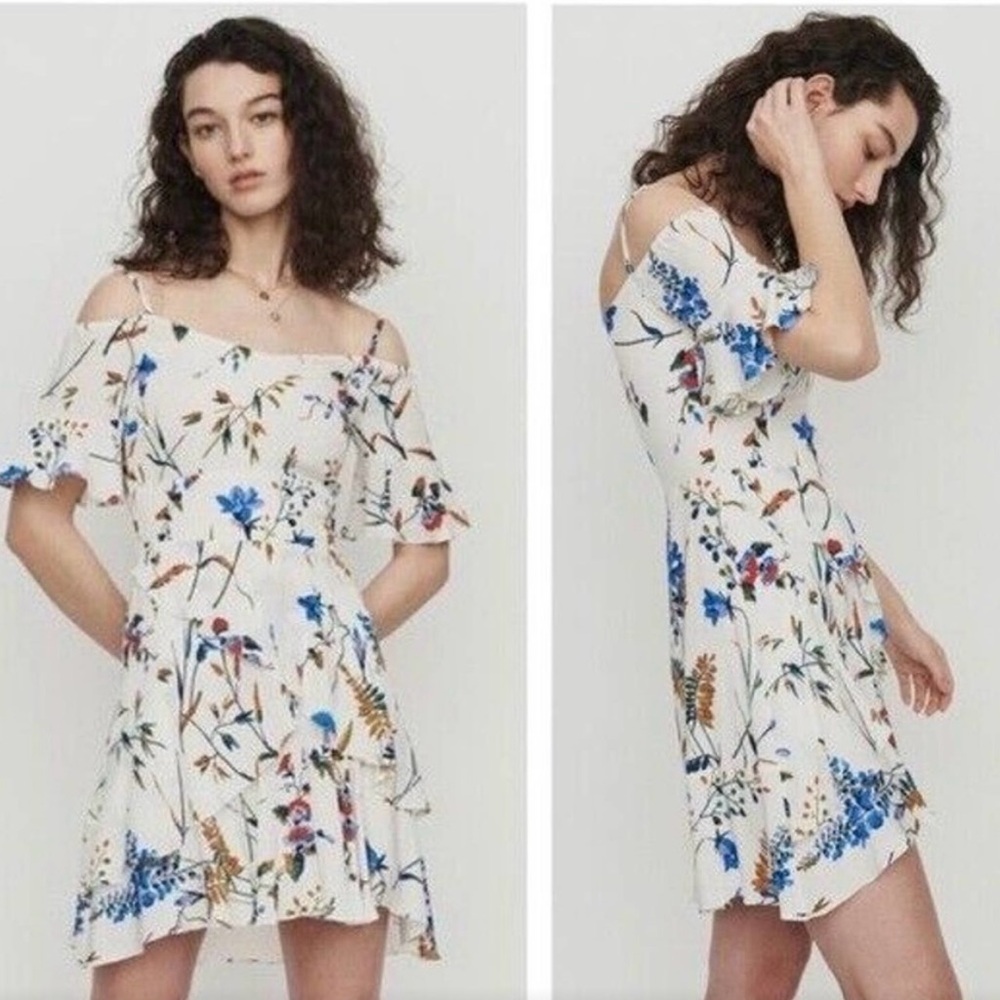 Maje Rhina Floral Cold Shoulder Dress Size 2